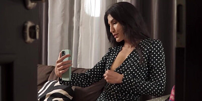 Jiggish teenie dark-haired with diminutive, all-natural globes and puffy nips is getting pummeled highly rigid