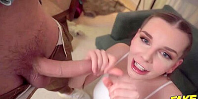 Michael Fly, Charlie Dean And Arina Shy - Long-haired Babe Gets Spit Roasted In The Living Room