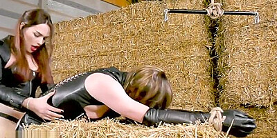 Goddess Leather clothes strapon Boots