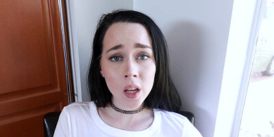 Extra small teen Bambi Black flashing her tits