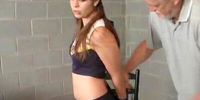 Cute cheerleader enjoys a kinky bondage porn action