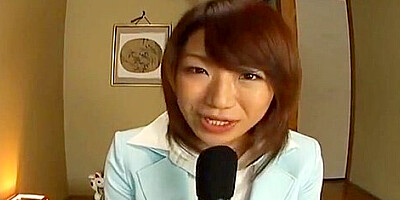 Mitsu Anno gets cock deepthroat and cum in mouth in food fetish