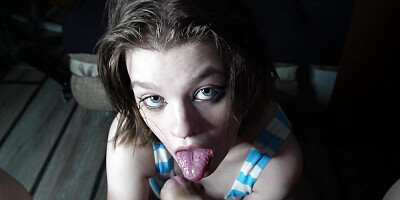 Stupid CUMDUMPSTER throat my dick when I spit and slap her in the face