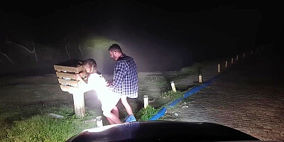 The female in white at the crossroads took a chunk of dick that even fell!