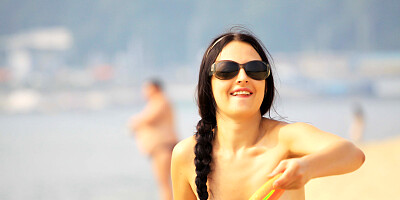 Young nudist with small tits
