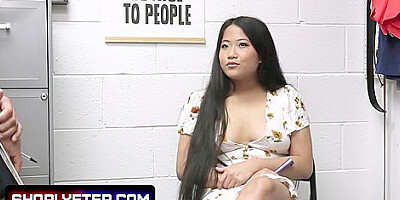 Asian Cutie Caught Shoplifting And Taken For A Deep Cavity Search In The Backroom By The Security