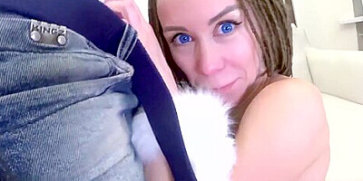 Fox girl gets rough ass to throat fuck and pussy creampie. Mia Bandini