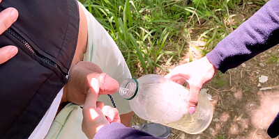 2 highly hungry women plead and pray to guzzle urinate from a bottle so they can proceed ambling in public