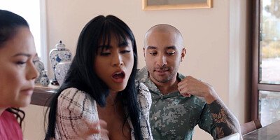 Seductive Asian MILF sucking big cock