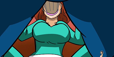 Toon girl with a ginormous donk is fellating a massive, dark-hued schlong and getting wedged with it