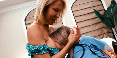 Old man fucks his teen nurse and his old wife joins