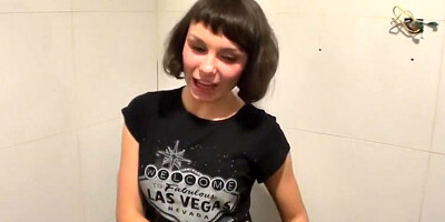 Real amateur sex in public restroom
