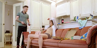 Kennia Lex impales her tiny asshole on his massive cock