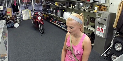 Nasty short bitch is selling her body at the pawn store