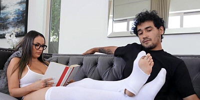 Busty brunette seduces BF with help of her old socks