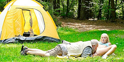 Lovita fate fucks old man outdoors