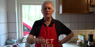 Nerdy gal wished to plumb an elderly dude who was just making lunch in her kitchen