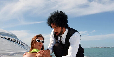 Crazy threesome sex on board the yacht