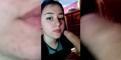 Trampy black-haired with glasses is gargling rod as deep as she can, just for joy