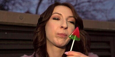 Public Agent Chanel Kiss sucker is taken from behind after giving a worldclass blowjob