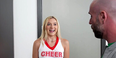 Petite cheerleader Molly Cooper seduces stud with her body