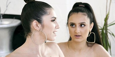 Dark-haired beauties Gianna Gem and Eliza Ibarra getting fucked balls deep