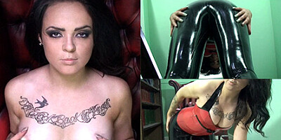 Giselle in Red Top and Black Capri Pants - LatexHeavenVideo