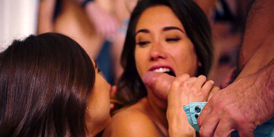 Hot Riley Reid and Eva Lovia fuck with a stallion at a party