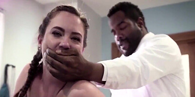 Pig-tailed patient fucked by black doctor