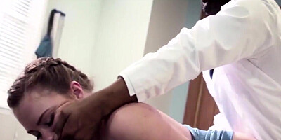 Pig-tailed patient fucked by black doctor
