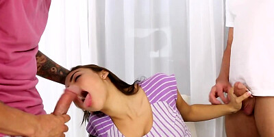 Threesome fuck helps Latina chick receive truck keys and money