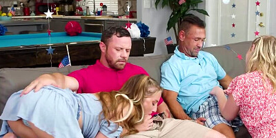 Kinky neighbor swapped lovely stepdaughters in this 4some