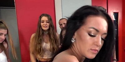 Foxy brunette Zuzu Sweet is fucked while the crowd is watching