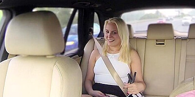 Euro blonde sucks cab drivers cock for a job