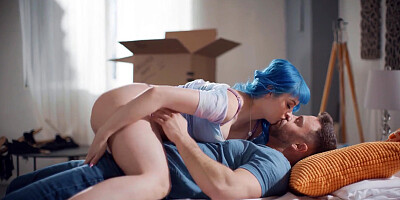 Angry slut testing her buyers big cock