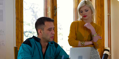 Zazie Skymm caught wanking gets fucked & facialed by the IT specialist