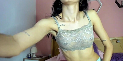 Slim Latina in lingerie masturbating on webcam