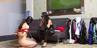 Hostess femdom couple slave