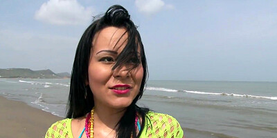 Colombian brunette likes going to the beach