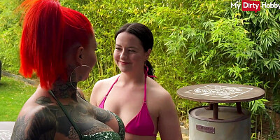 Tattooed MILF and friend are joined by 2 guys in the sauna for same room sex - MyDirtyHobby