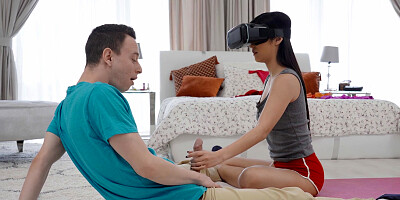 Busty Asian Emiri Momota gets horny in VR