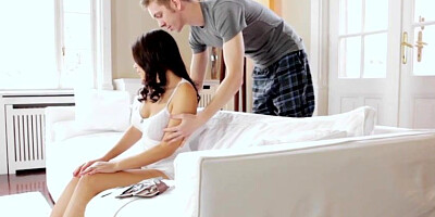 Tempting brown-haired and her hottest homie's beau can't lightly hold back from having casual fucky-fucky