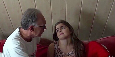 Busty teen 18+ begs old man for some suck fuck and swallow