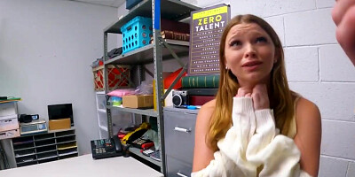 Ginger thief is ready for facial at the backoffice