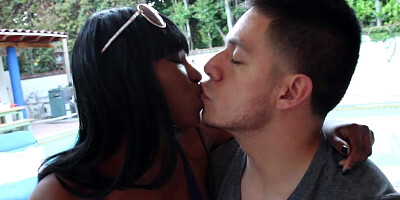 Black gadget with the shaved nub Ashton Devine is sitting on the throbbing dick