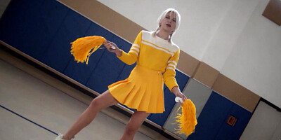 Petite blonde MILF posing before match