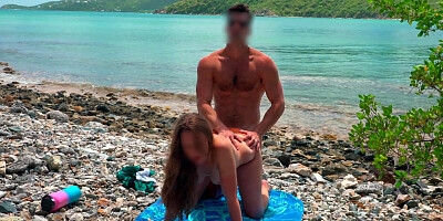 Married female gets caught tanning bare-breasted on beach! Ravaged and creampied by stranger - Victoria Rae