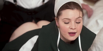 Two housemaids are fucked by two guests in the hotel room