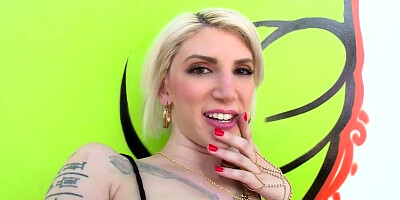 Dirty blonde is licking dick after having it in her bootyhole