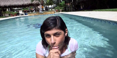 Mia Khalifa fucked really hard by Sean Lawless by the poolside